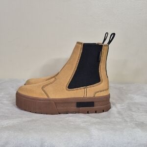 Puma Mayze Suede Brown Taffy Tan Chelsea Platform Shoes/Boots Size 7